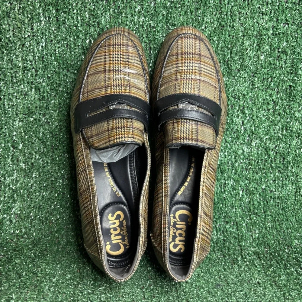 Circus Sam Edelman Hannon Plaid Penny Loafer Dark Academia Flat Brown Womens 10